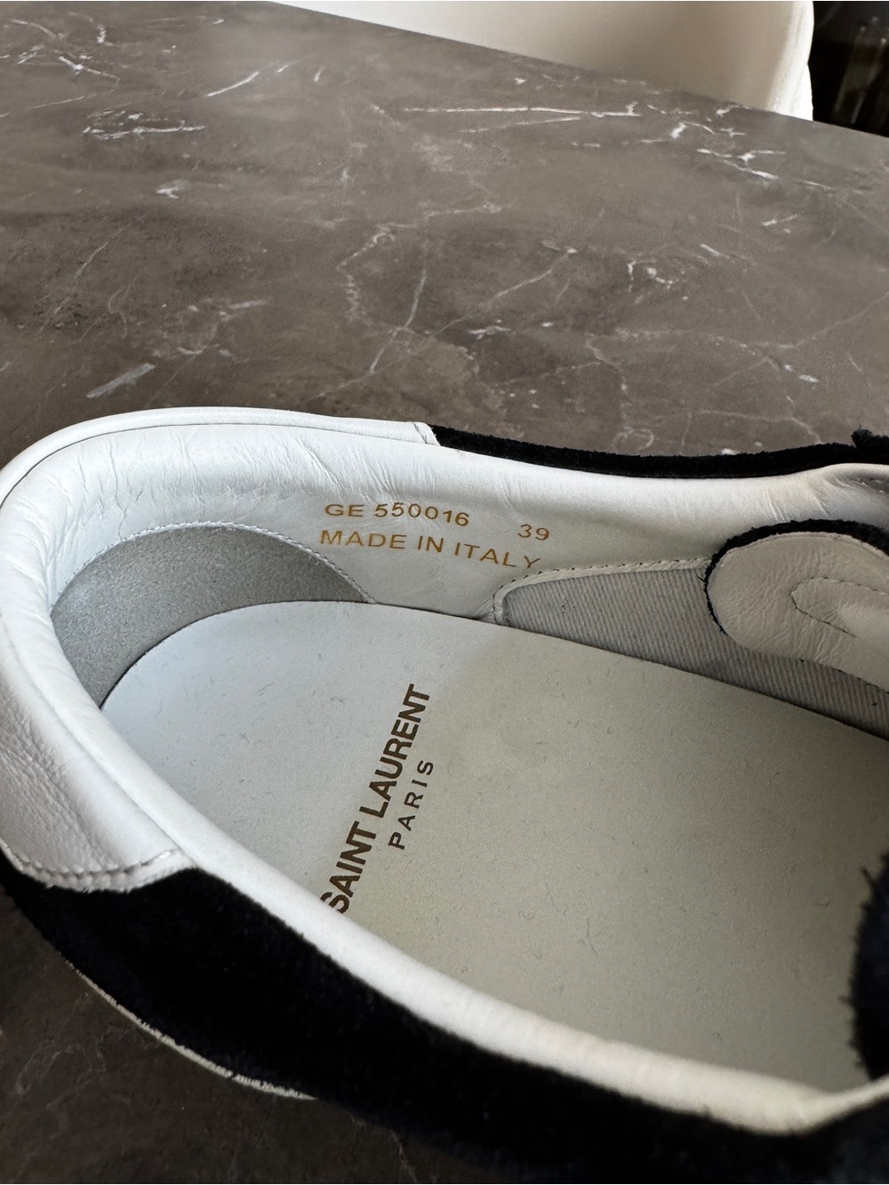 Saint Laurent Black and White Court Sneakers - Distressed suede - Picture 6 of 8
